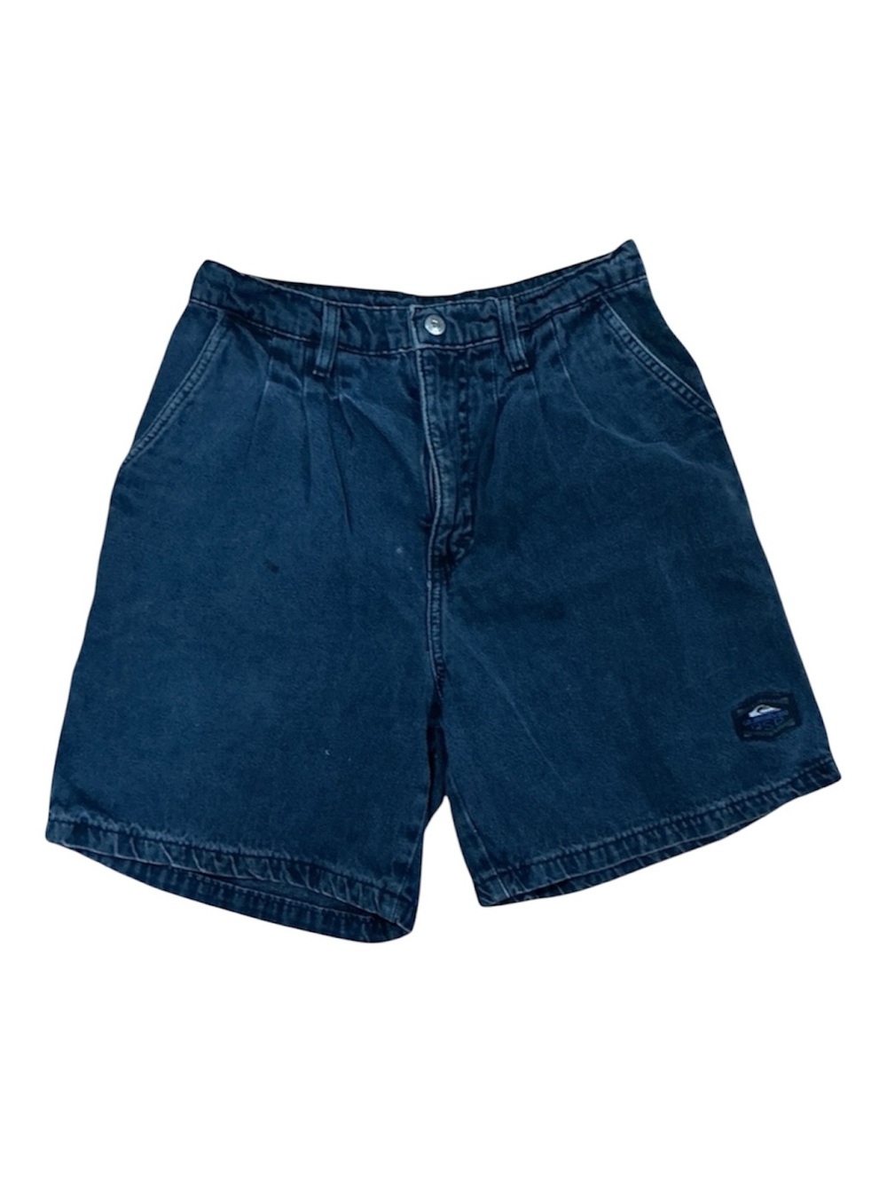 Vtg 90s Quiksilver Saltwater Denim Shorts black 29 USA cotton distressed